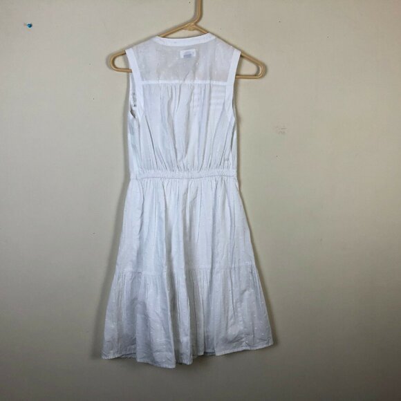 Old Navy XS A Line Dress White Textured Sleeveless Pleated Womens Round Neck - Picture 3 of 6